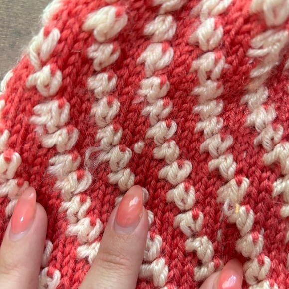 Vintage Striped Knit Beanie with Tassels – 1970s/1980s Handmade Winter Hat - Picture 2 of 5